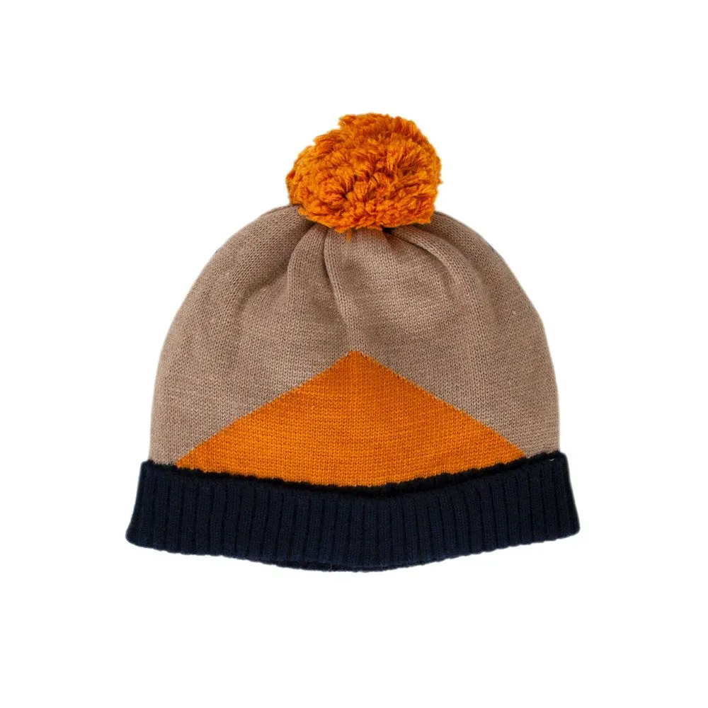 Acorn Kids: Stripes Beanie Navy Stone Mustard