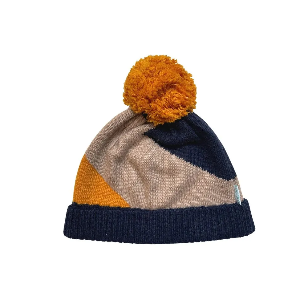 Acorn Kids: Stripes Beanie Navy Stone Mustard