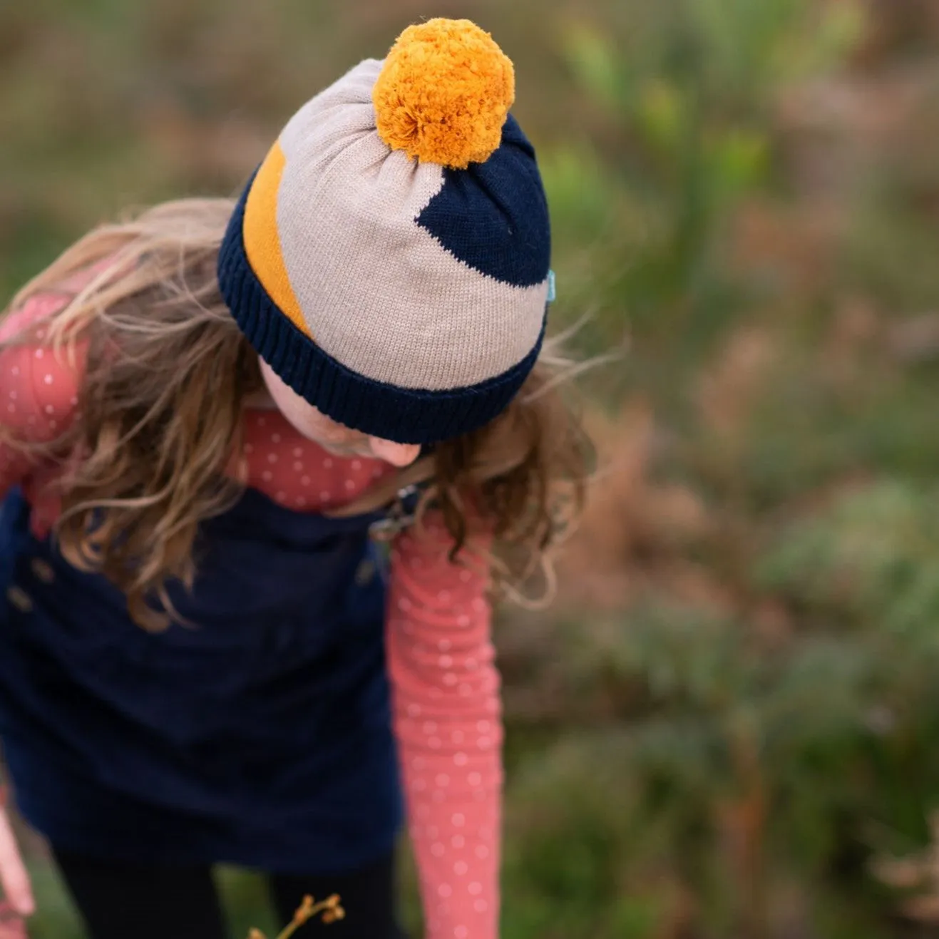 Acorn Kids: Stripes Beanie Navy Stone Mustard