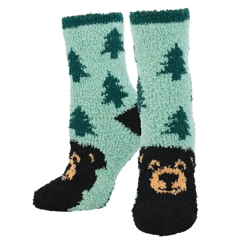 'Bear' Printed Plush Women's Socks