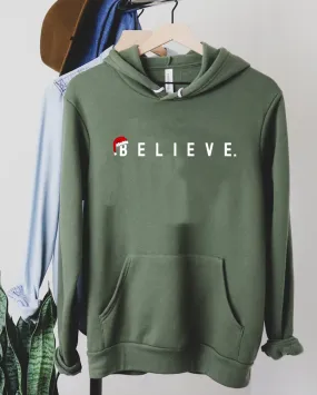 Believe Christmas Bella Soft Style Quality Hoodie/ Believe Santa Hat