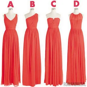 Cheap Simple Mismatched Styles Classic Chiffon  A Line Long Bridesmaid Dresses, WG182