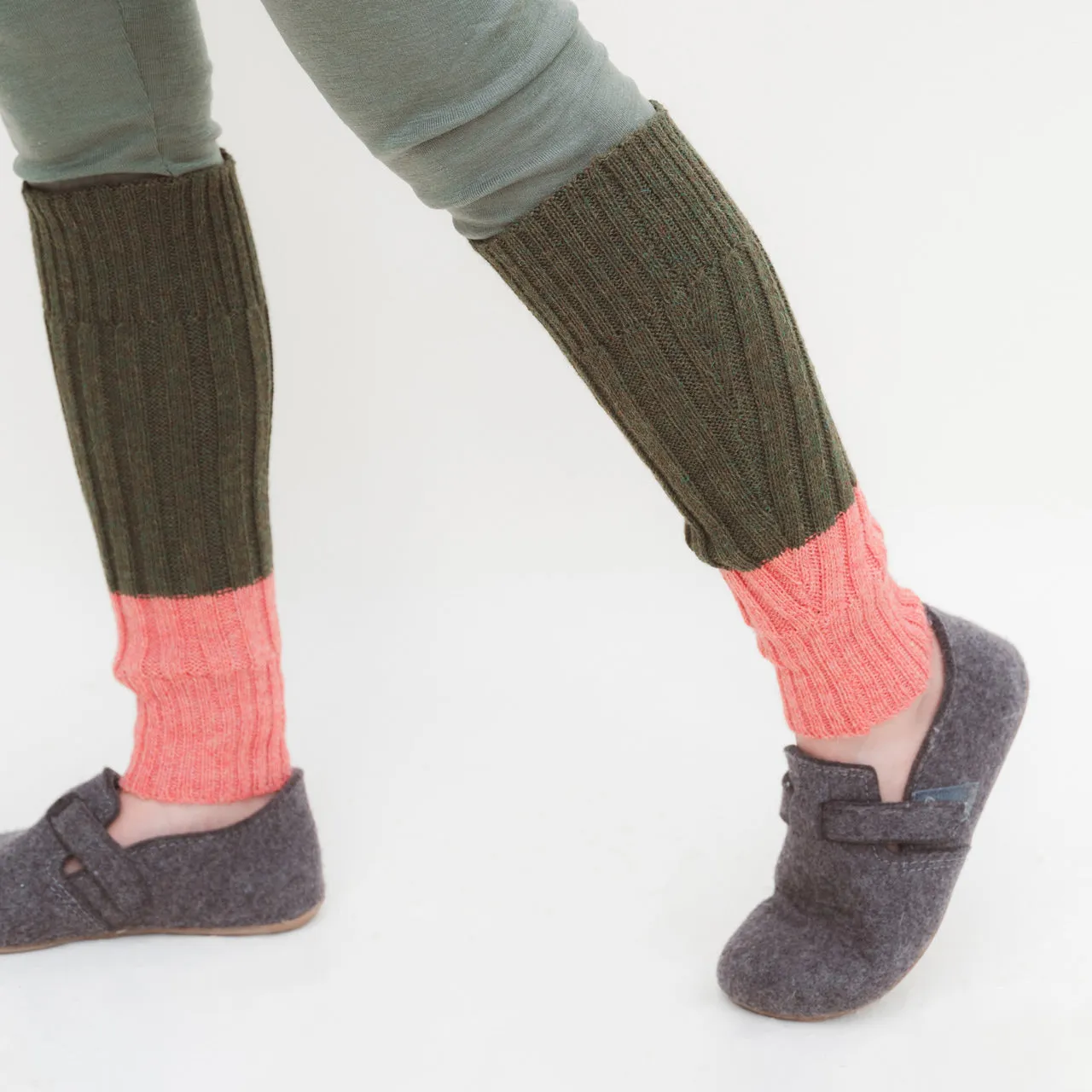 Chunky Rib Colourblock Legwarmers Armwarmers - 100% Baby Alpaca (Youth-Adults)