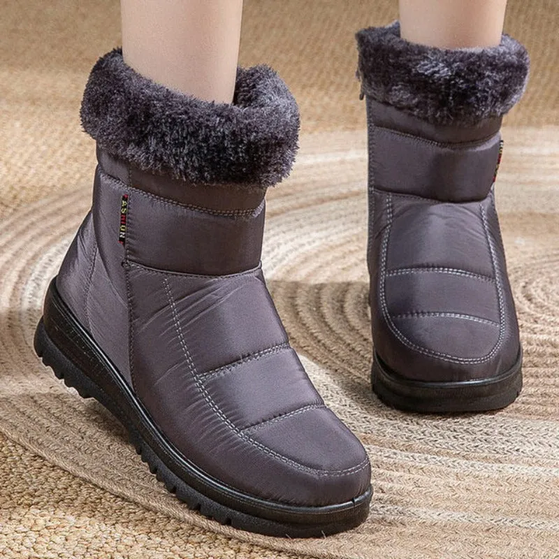 Groovywish Women Casual Fur Snow Boots Nonslip Zipper Orthopedic Shoes