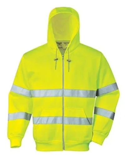 Hi Vis Full Zip Front Hoody Hooded Sweatshirt Hoodie (RIS 3279) Portwest B305