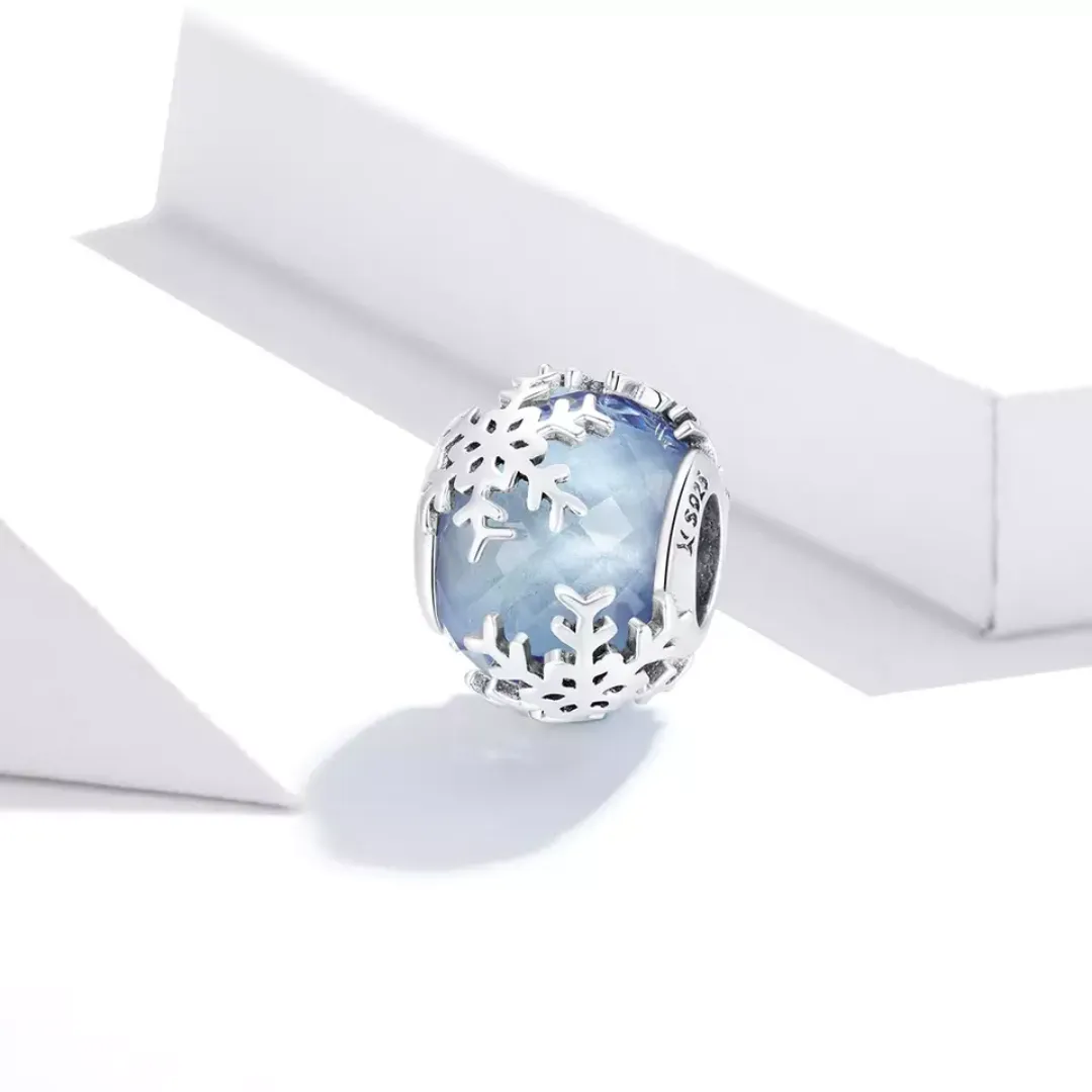 Icy Snow Globe Charm 925 Sterling Silver