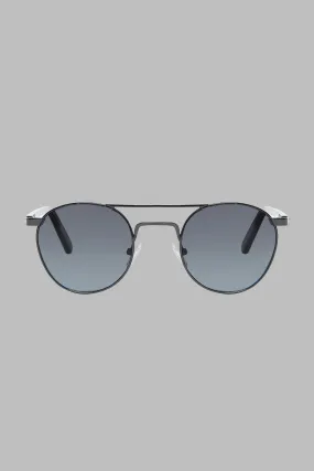 Incognito 1: Round-Frame Pewter-Tone Metal and Acetate Sunglasses