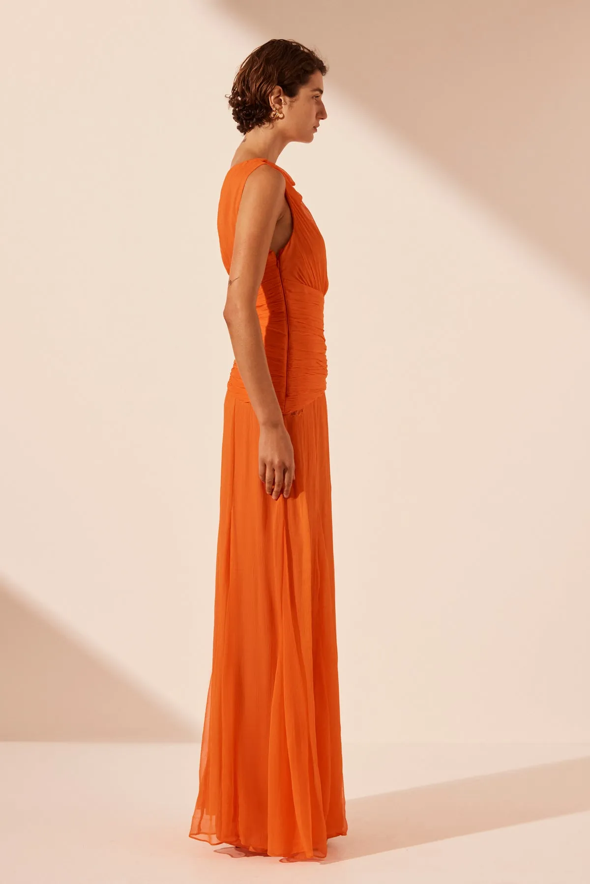 LAYLA CUT OUT SIDE SPLIT MAXI DRESS - FLAME ORANGE