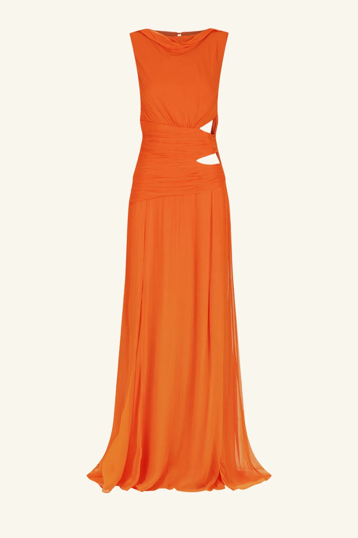 LAYLA CUT OUT SIDE SPLIT MAXI DRESS - FLAME ORANGE