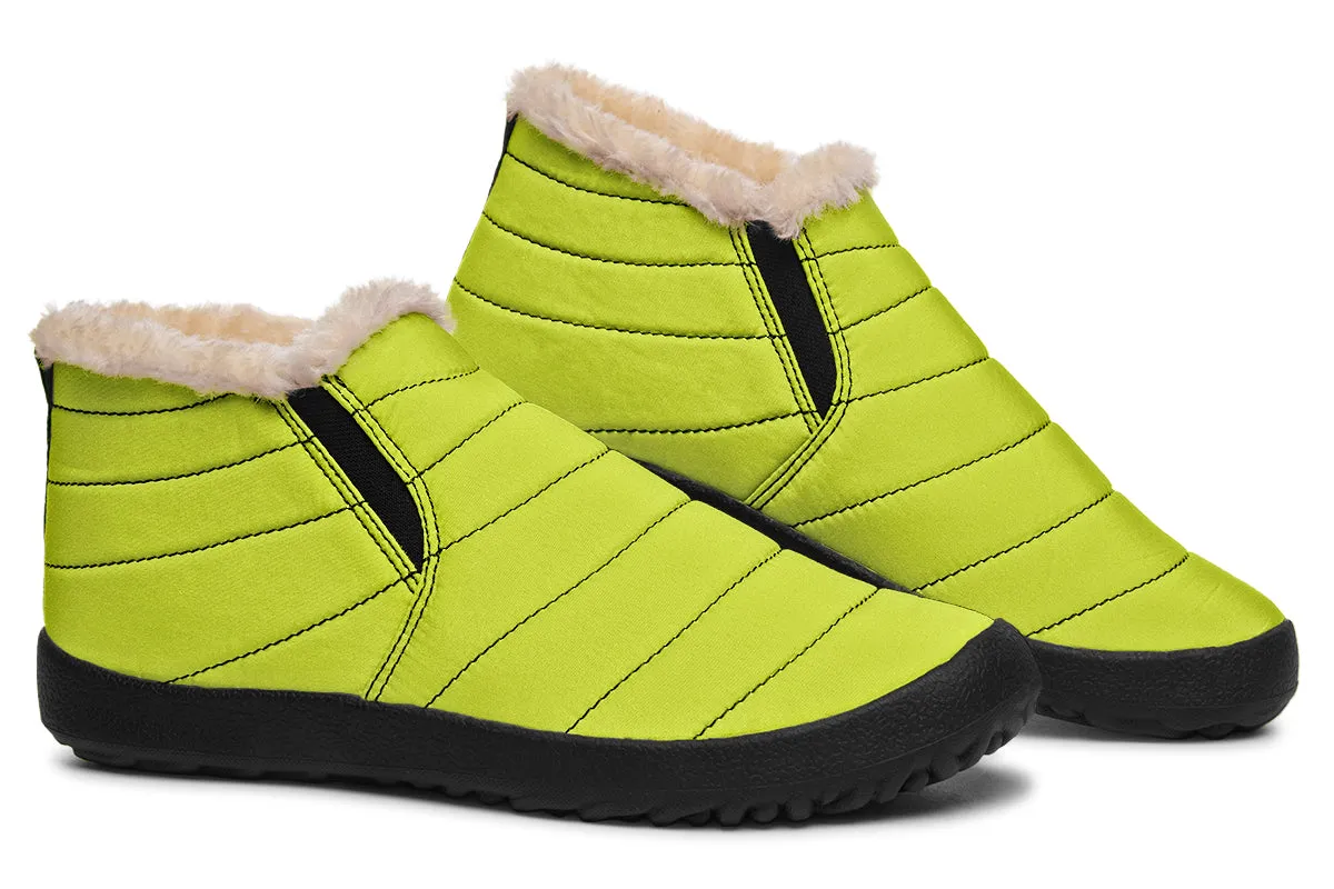 Lime Punch Winter Sneakers - Warm & Easy Slip-On Shoes Lined with Vegan Wool with Anti-Slip Soles