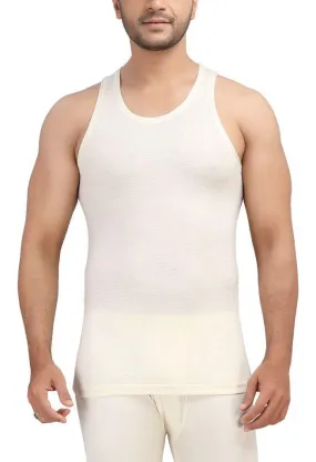 Monte Carlo Pure New Merino Wool Machine Washable Sleeveless Round Neck Thermal for Men Off White