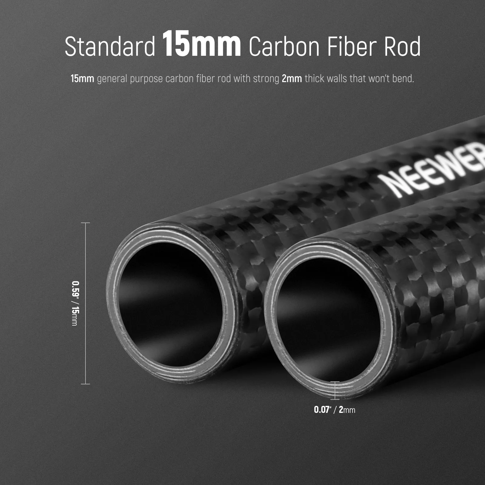 NEEWER 2 Pack 15mm Extension Rods Carbon Fiber