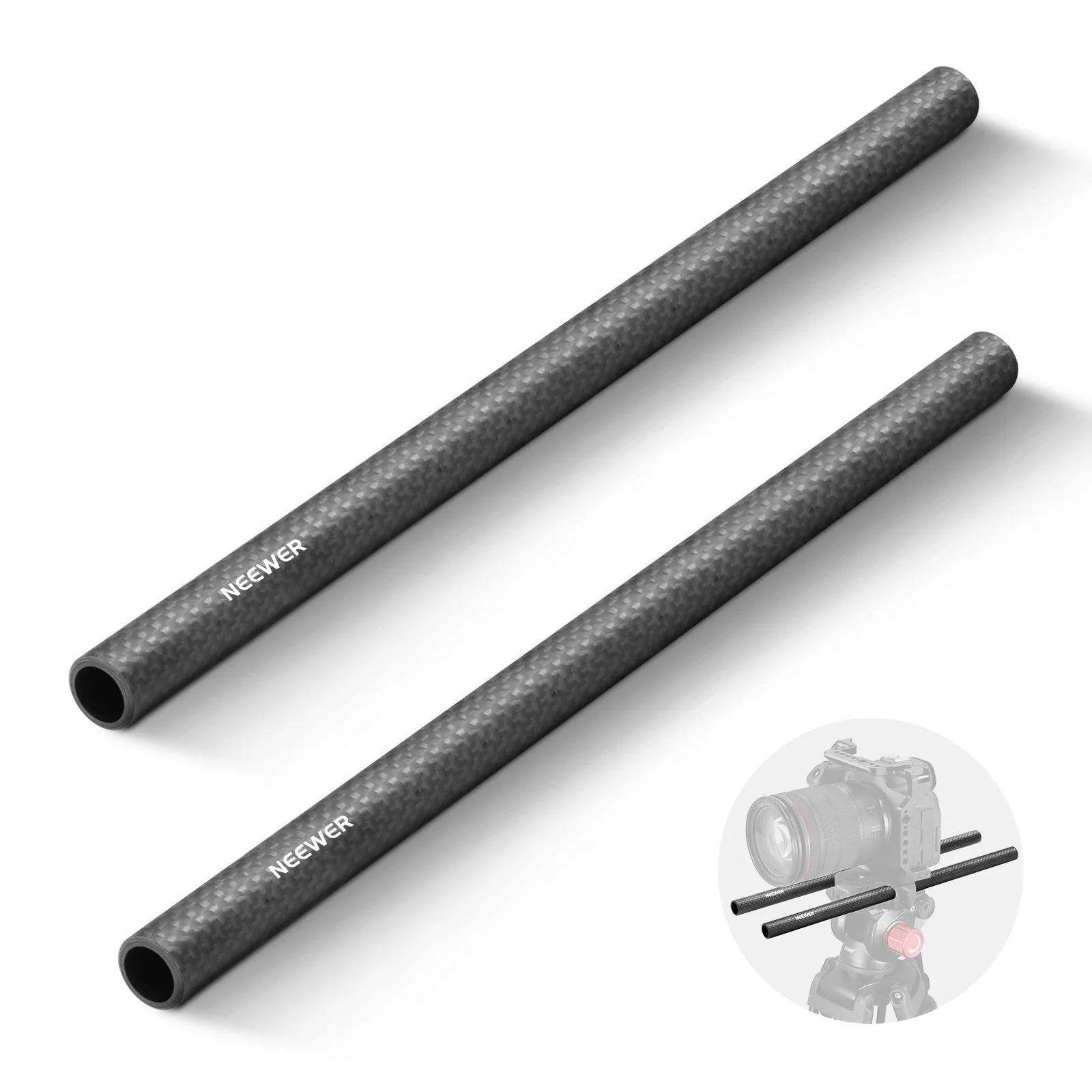 NEEWER 2 Pack 15mm Extension Rods Carbon Fiber