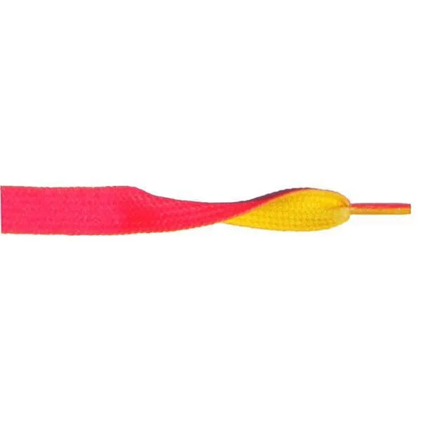 Printed Flat 3/8 - Hot Pink/Yellow (12 Pair Pack) Shoelaces