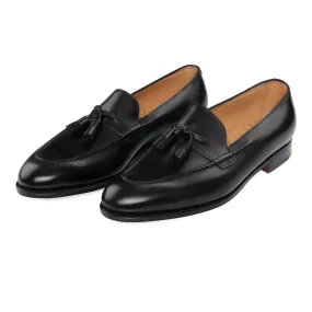 "Callington" Leather Loafer with Hand-Stitched Apron in Black