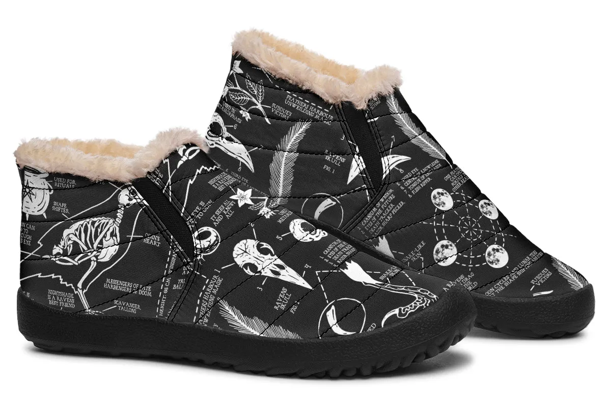 Raven Study Winter Sneakers - Warm & Easy Slip-On Shoes Lined with Vegan Wool with Anti-Slip Soles