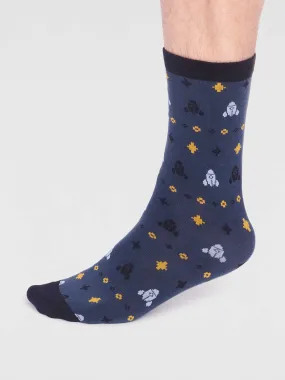 Salas Organic Cotton Rocket Socks - Slate Blue