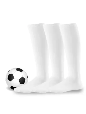 TeeHee Socks Unisex Soccer Acrylic Over The Knee High White 3-Pack (50081)