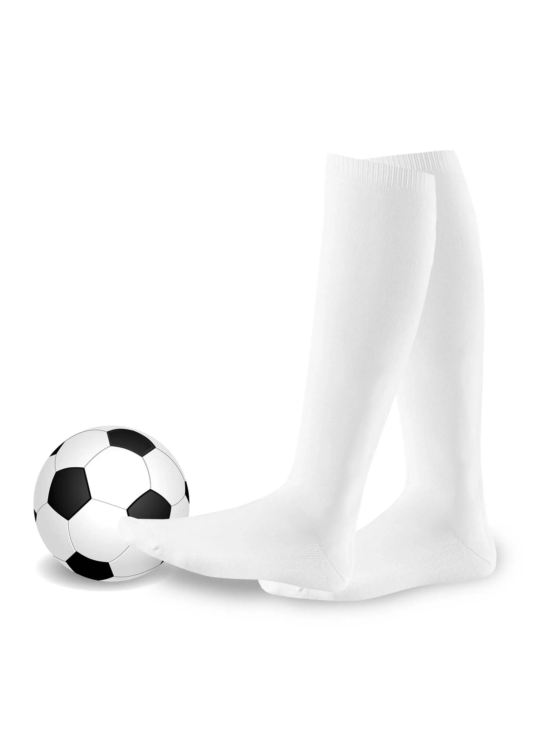 TeeHee Socks Unisex Soccer Acrylic Over The Knee High White 3-Pack (50081)