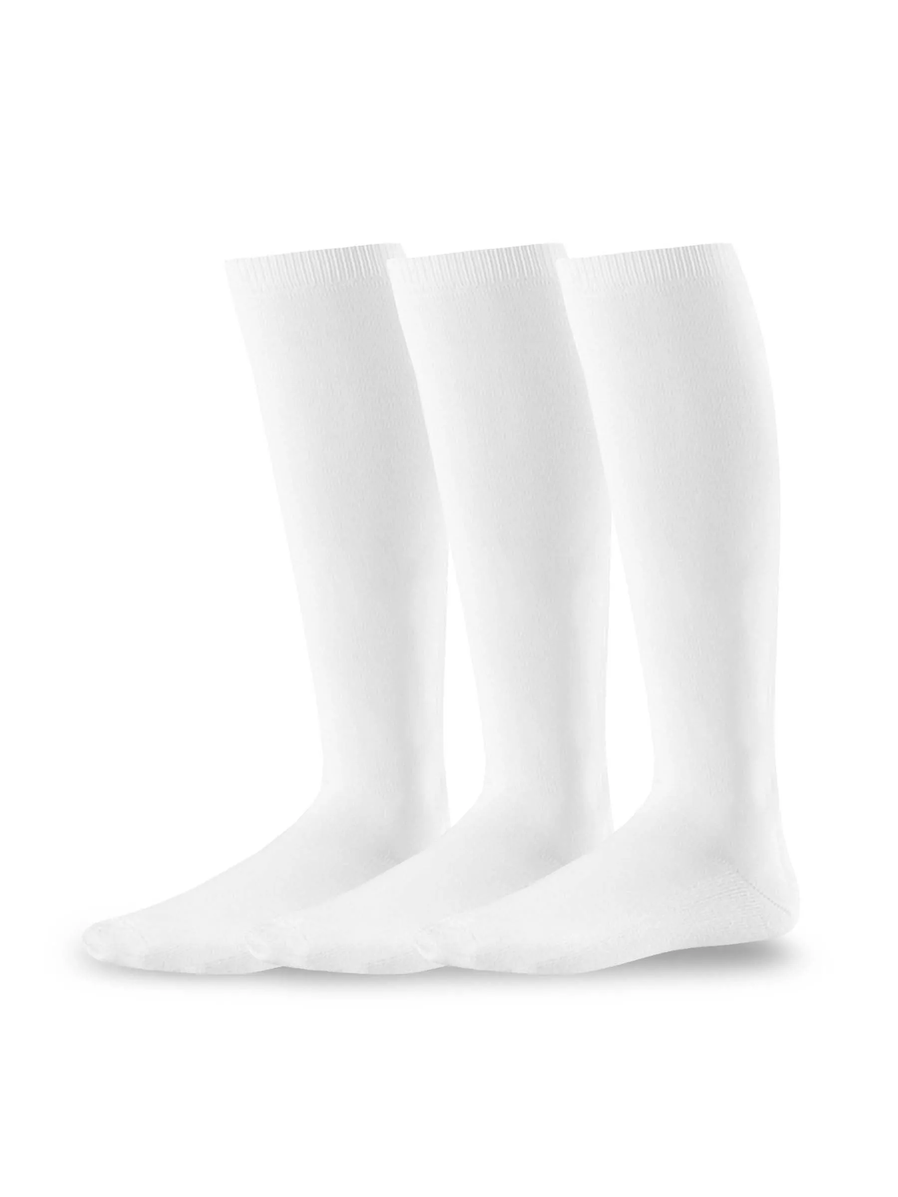 TeeHee Socks Unisex Soccer Acrylic Over The Knee High White 3-Pack (50081)