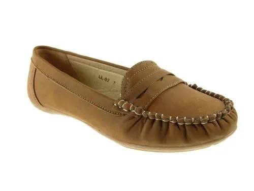 Women's LL-02 Slip On Moccasin Penny Loafer Shoes